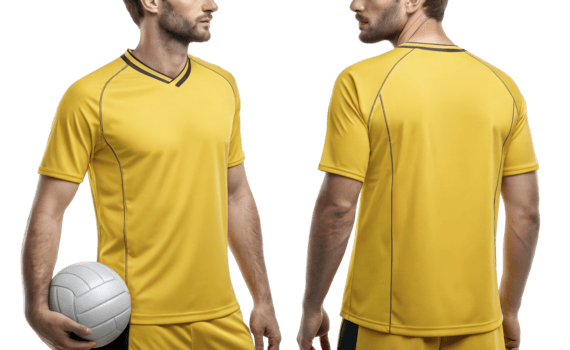 vibrant volleyball jersey template showcases sporty design perfect for athletes. bright yellow color adds energy and style to any game png