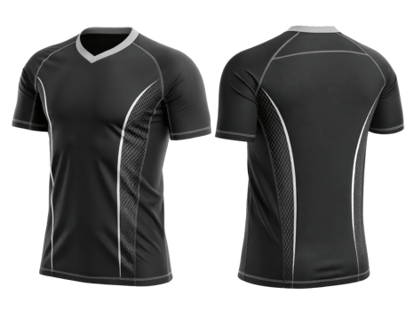 sleek black volleyball jersey template designed for athletes, featuring modern cut and breathable fabric for optimal performance png
