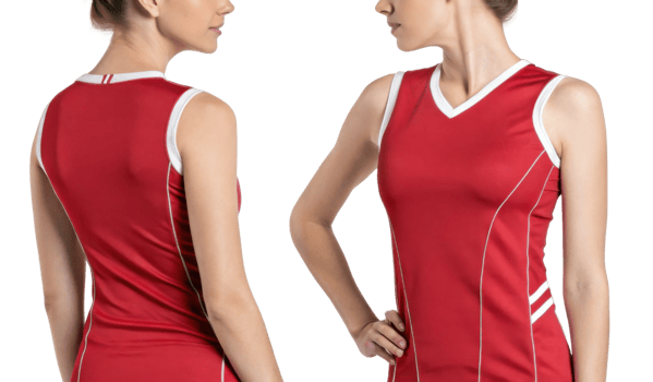 stylish volleyball jersey template showcases sleek design perfect for athletes. This vibrant red outfit combines comfort and performance png
