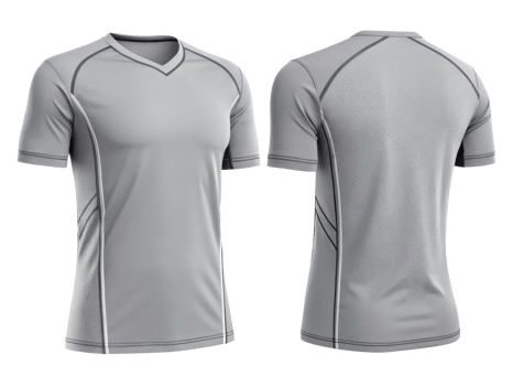 stylish gray volleyball jersey template designed for athletes, featuring modern fit and breathable fabric for optimal performance png