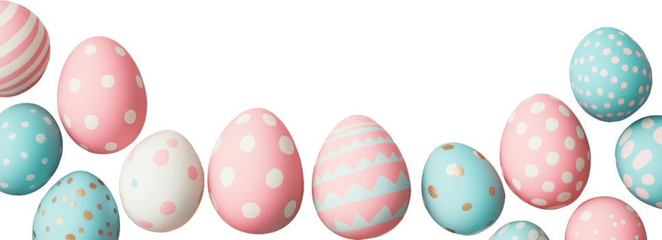 Easter Eggs with Various Designs, Spring Holiday, cut out transparent png
