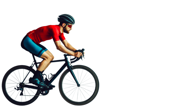 Professional cyclist rides on bicycle, active lifestyle, cut out transparent png