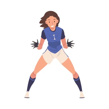Girl Soccer Player, Young Woman in Sports Uniform, Female Goalkeeper Character Illustration vector