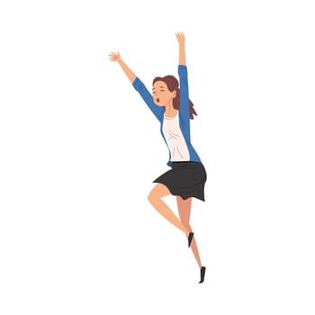Happy Successful Business Woman Raising her Arms Up Celebrating Success and Victory Illustration vector
