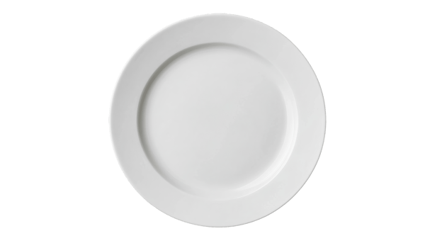 An Elegant White Dinner Plate with Simple Design, cut out transparent png
