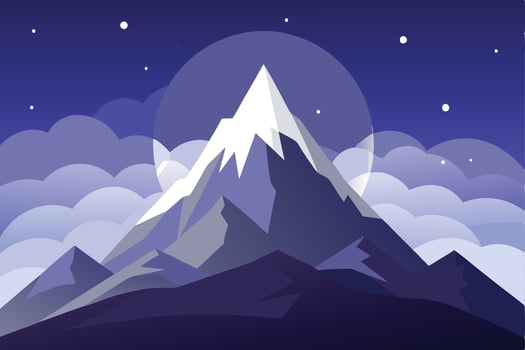 Peaceful Night Mountainscape with Snowy Peaks vector