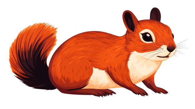 Squirrel with bushy tail, isolated wildlife animal, cut out transparent png