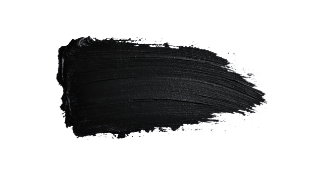 Black cosmetic smudge swatch isolated on background, cut out transparent png