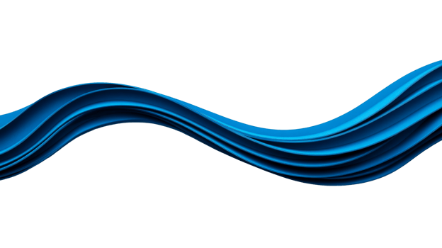 Blue wave abstraction on black background, cut out transparent png