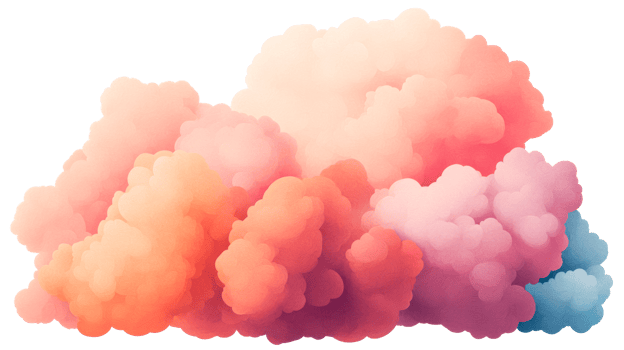 Colorful Fluffy Cloud in Pastel Tones, cut out transparent png