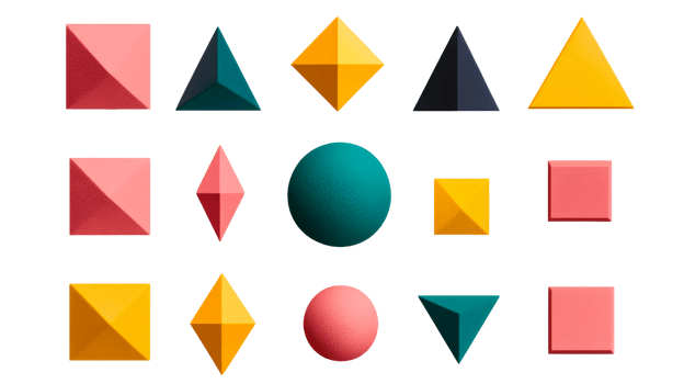 Geometric shapes colorful arrangement background design, cut out transparent png