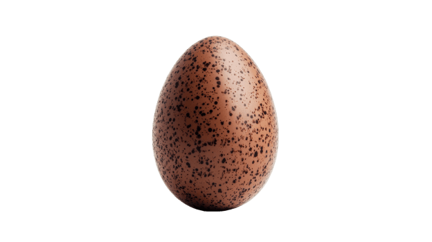 Freckled quail egg, brown speckled oval shape, cut out transparent png