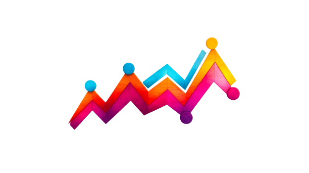Multicolored Financial Chart with Wooden Elements , cut out transparent png