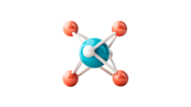 Molecule structure with atom spheres, science illustration, cut out transparent png