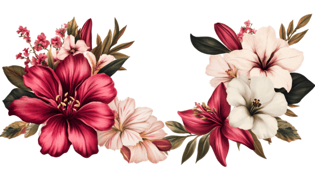 Flower arrangement in red and white tones, elegant, cut out transparent png