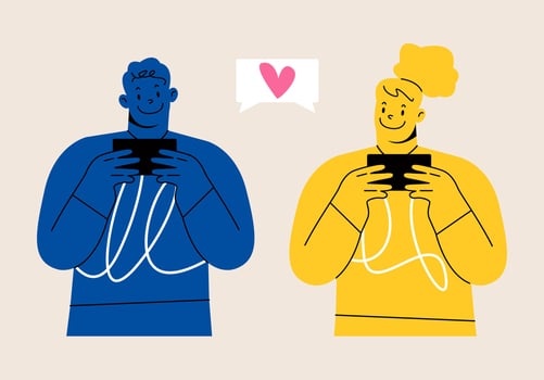 Men and women who show love for each other. Colorful illustration vector
