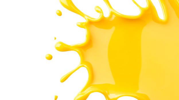 Bright yellow paint splash on black background , cut out transparent png