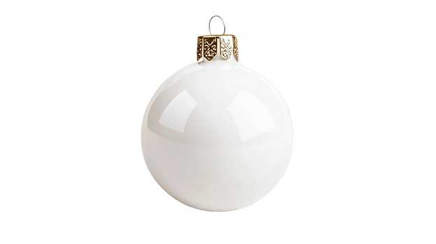 Elegant white Christmas bauble ornament, festive decoration, isolated, cut out transparent png