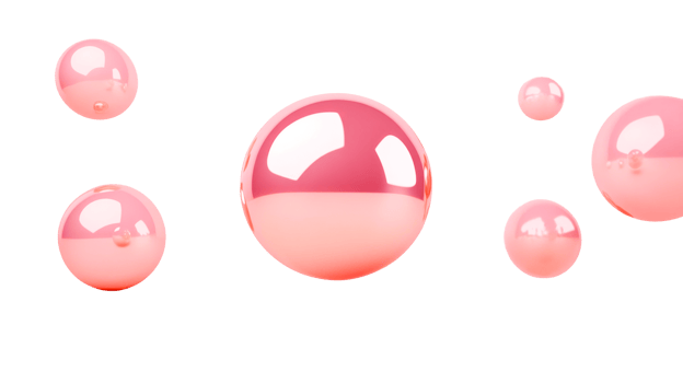 Shiny Pink Spheres on Black Background, cut out transparent png