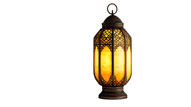 Glowing Decorative Lantern Against Dark Backdrop, cut out transparent png