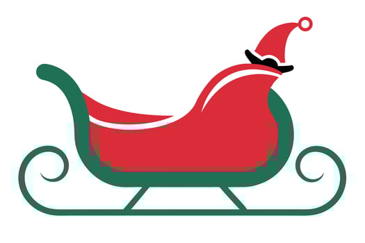 Red Sleigh with Elf Hat Festive Green Base Design vector
