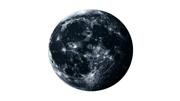 Moody moon craters and texture with detailed surface , cut out transparent png