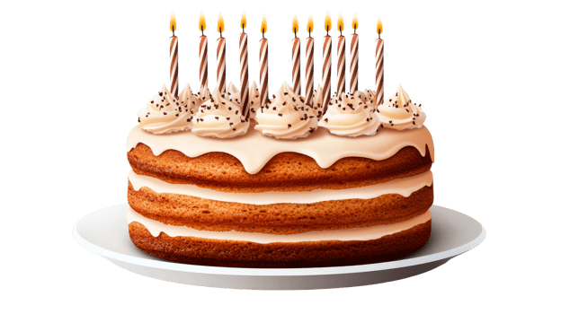 Birthday cake with candles, dessert celebration, cut out transparent png