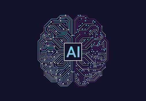 Artificial intelligence with brain chipset on circuit board in futuristic concept technology artwork for web, banner, card, cover vector