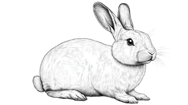 Cute rabbit illustration, bunny, white, whiskers, black background, cut out transparent png