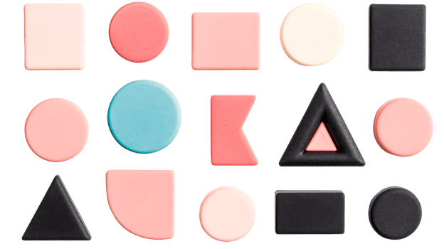 Multicolored geometric shapes arrangement, artistic composition, creative patterns, cut out transparent png