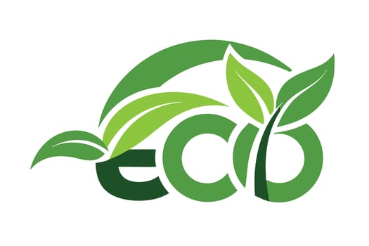 EcoFriendly Green Logo with Leaf Accents on Isolated White Background Design vector