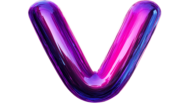 3D neon glossy balloon letter V illustration , cut out transparent png