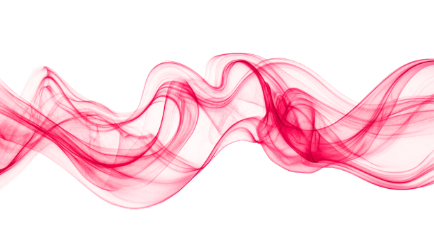 Swirling red smoke effect design element on black background, cut out transparent png