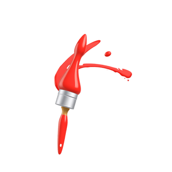 Red paint brush with a splash of paint png