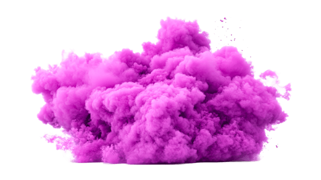 Dense cloud of pink smoke with intricate details, cut out transparent png