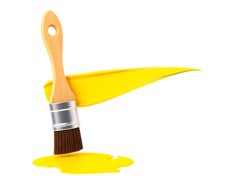 Paint Brush Dipping Yellow Paint Isolated on a Transparent Background png