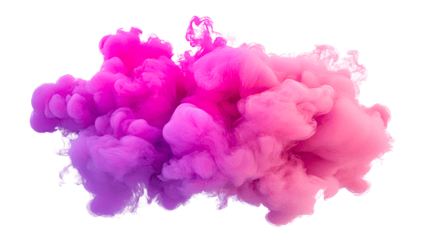 Swirling, pink, vibrant cloud, abstract design element, isolated, cut out transparent png
