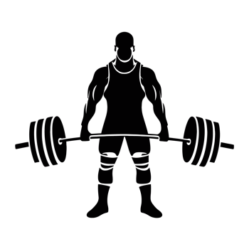 A silhouette of a muscular person is seen deadlifting a heavily loaded barbell cutouts png