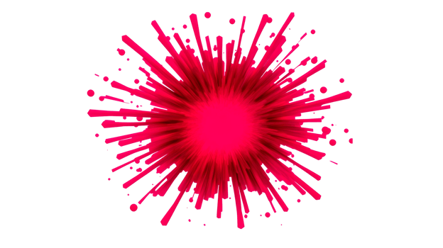 Exploding red rays effect on black background illustration, cut out transparent png