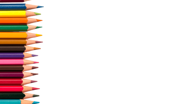 Colorful crayons forming side border, art supply background, cut out transparent png