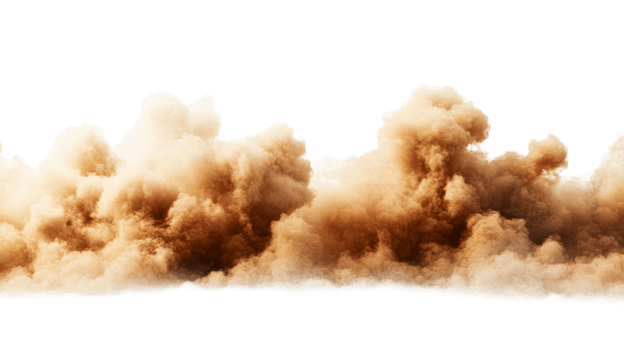 Sandstorm cloud of dust and smoke, abstract background, cut out transparent png