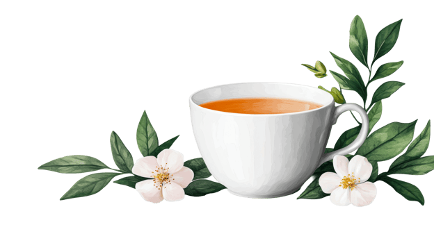 Tea cup with flowers, tea, beverage, leaves, relax, cut out transparent png