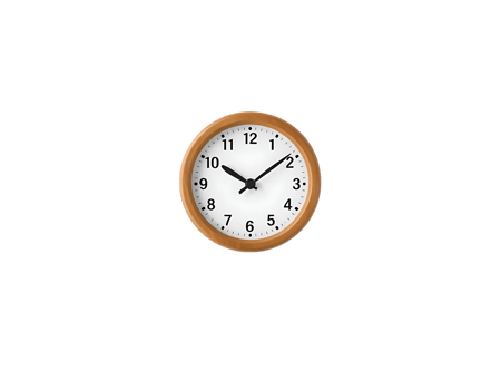 A simple wooden analog clock showing time png