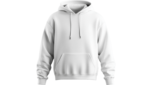 White blank hoodie sweatshirt mockup template, cut out transparent png
