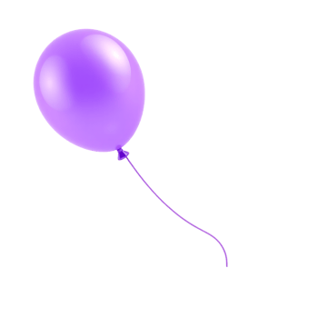 Purple balloon floating against a transparent background png