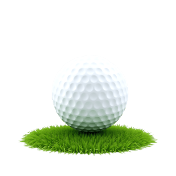 Golf ball resting on a patch of green grass. png