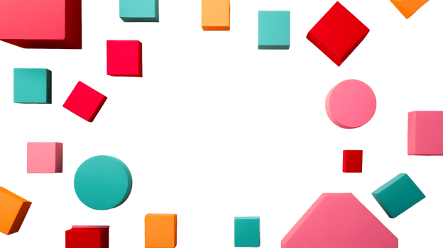 Colorful geometric shapes background, 3d illustration, cut out transparent png