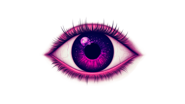 Eye with a galaxy inside, artistic illustration, eye, cut out transparent png