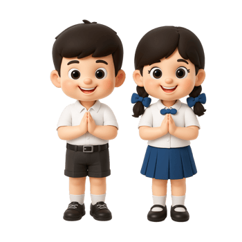 Two children in school uniforms standing with their hands together png