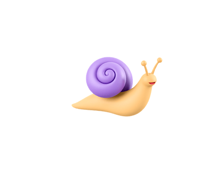 Cute 3D cartoon snail with a purple shell png